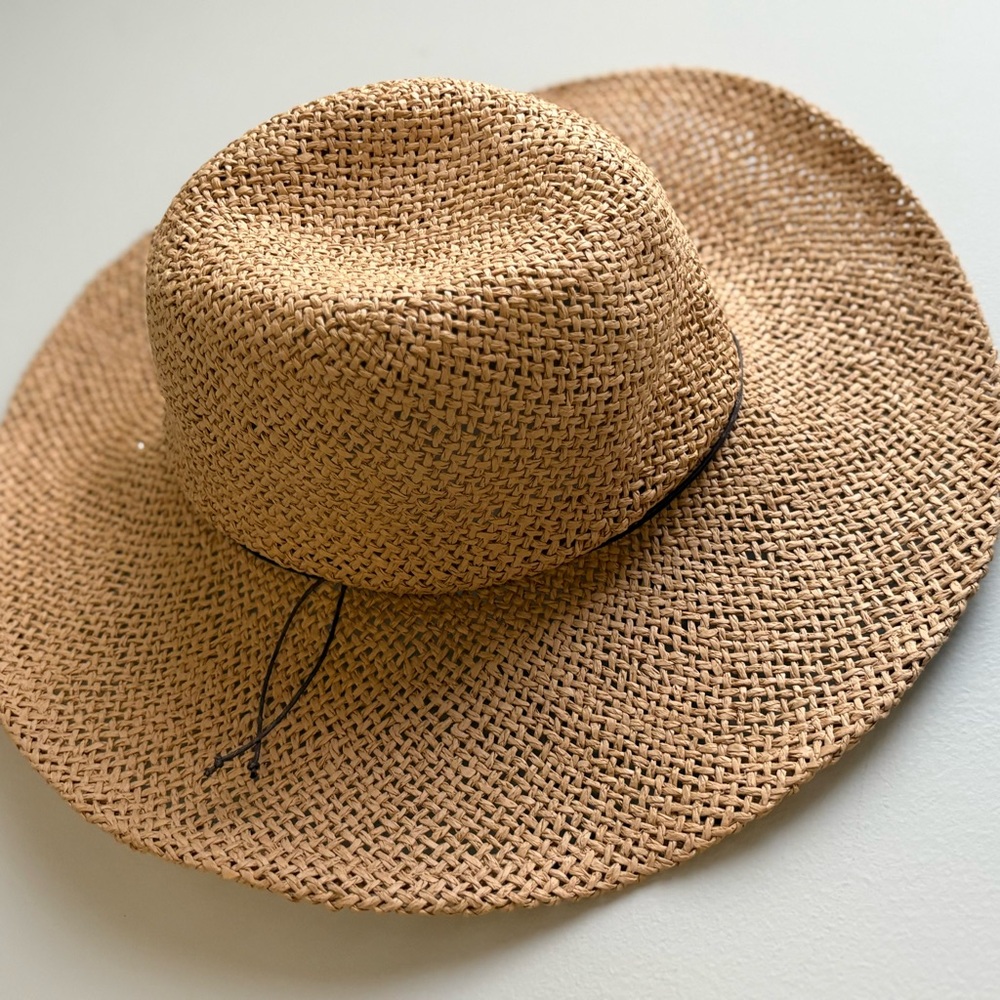 World Market Tan Woven Straw Sun Hat